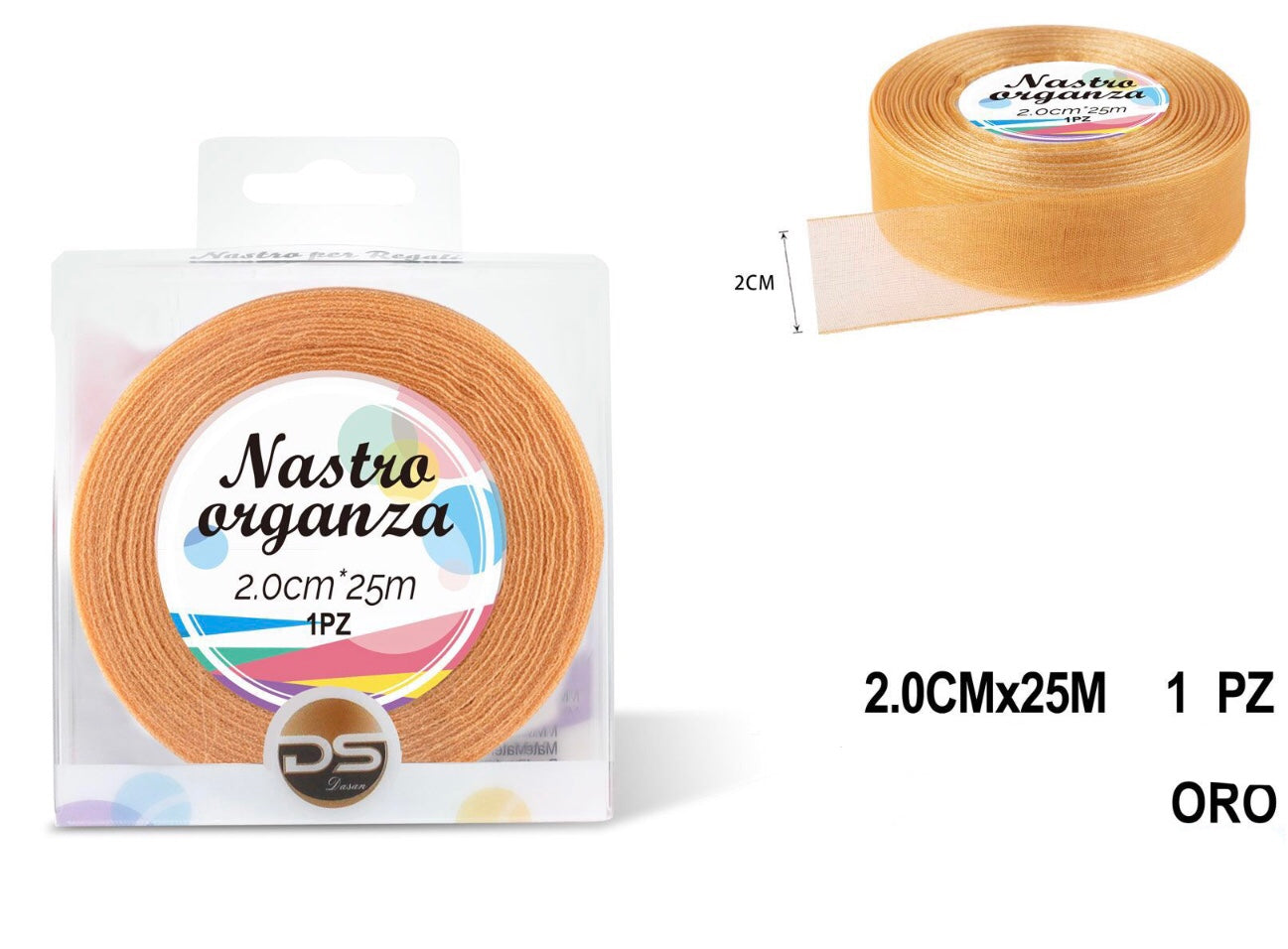 Nastro organza 2 cm ORO