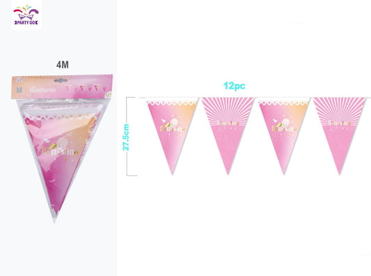 Festone battesimo rosa