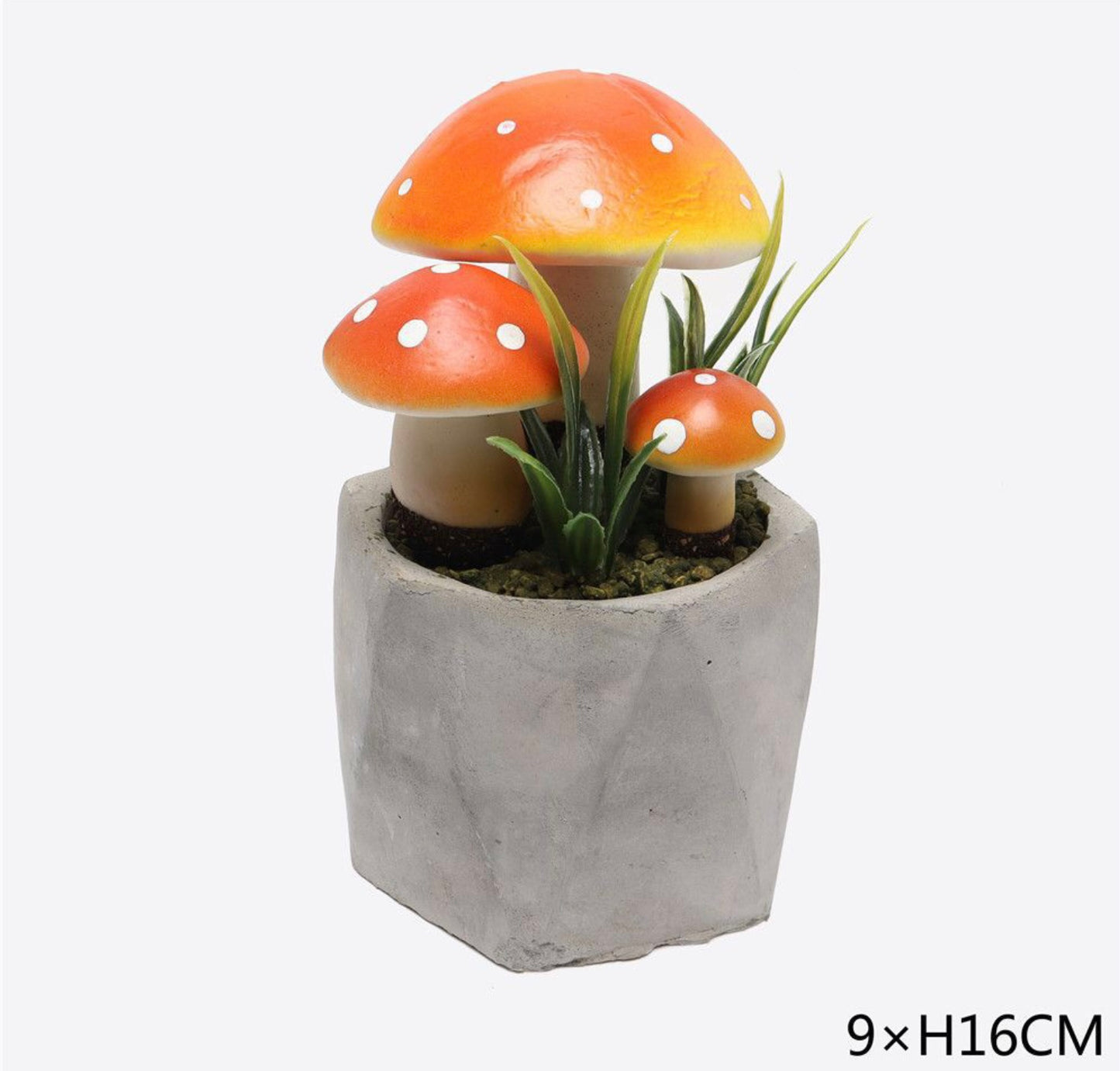 Halloween decorativo vasetto funghi arancione 9x16cm