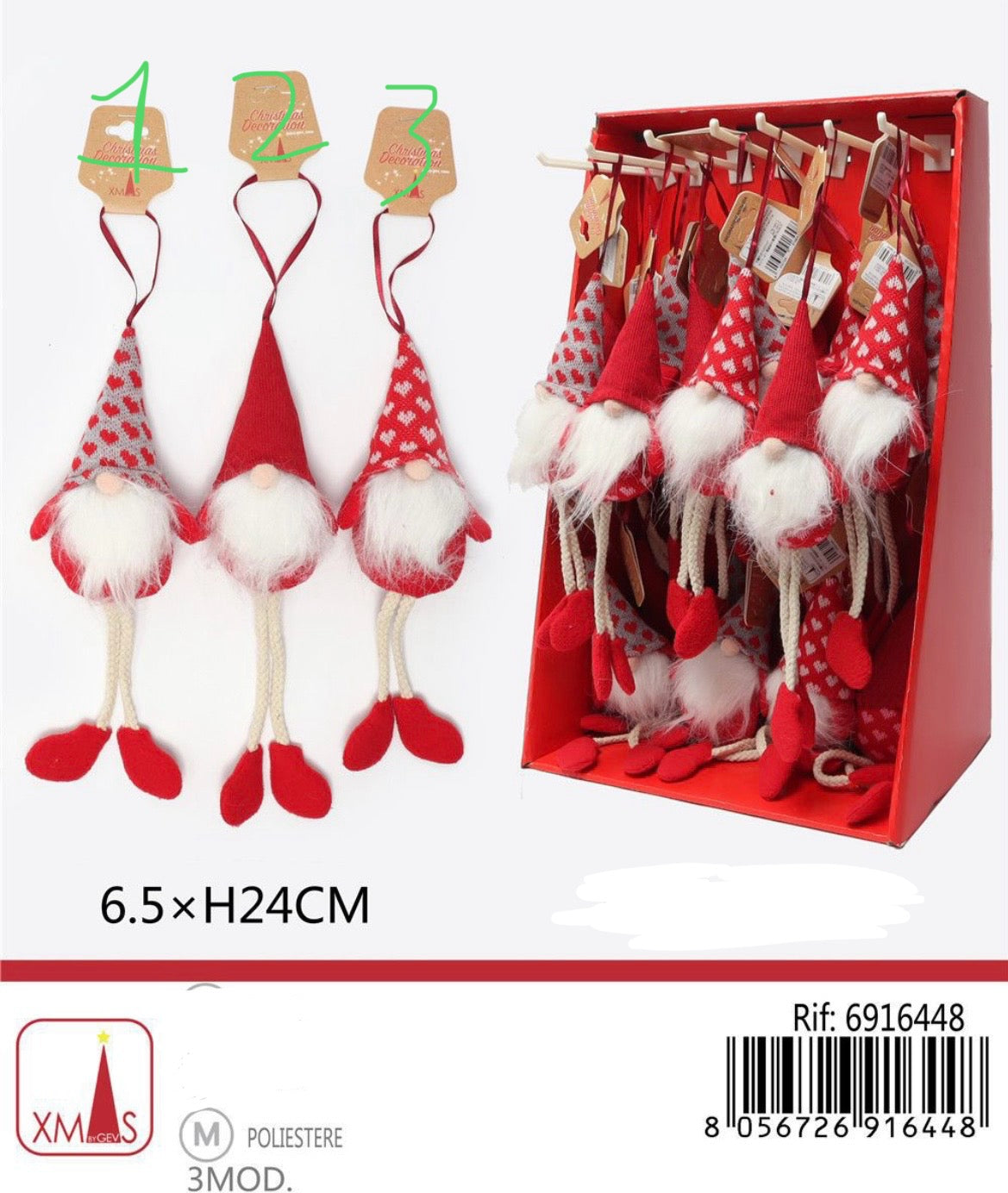 NATALIZIA pentente gnomo rosso