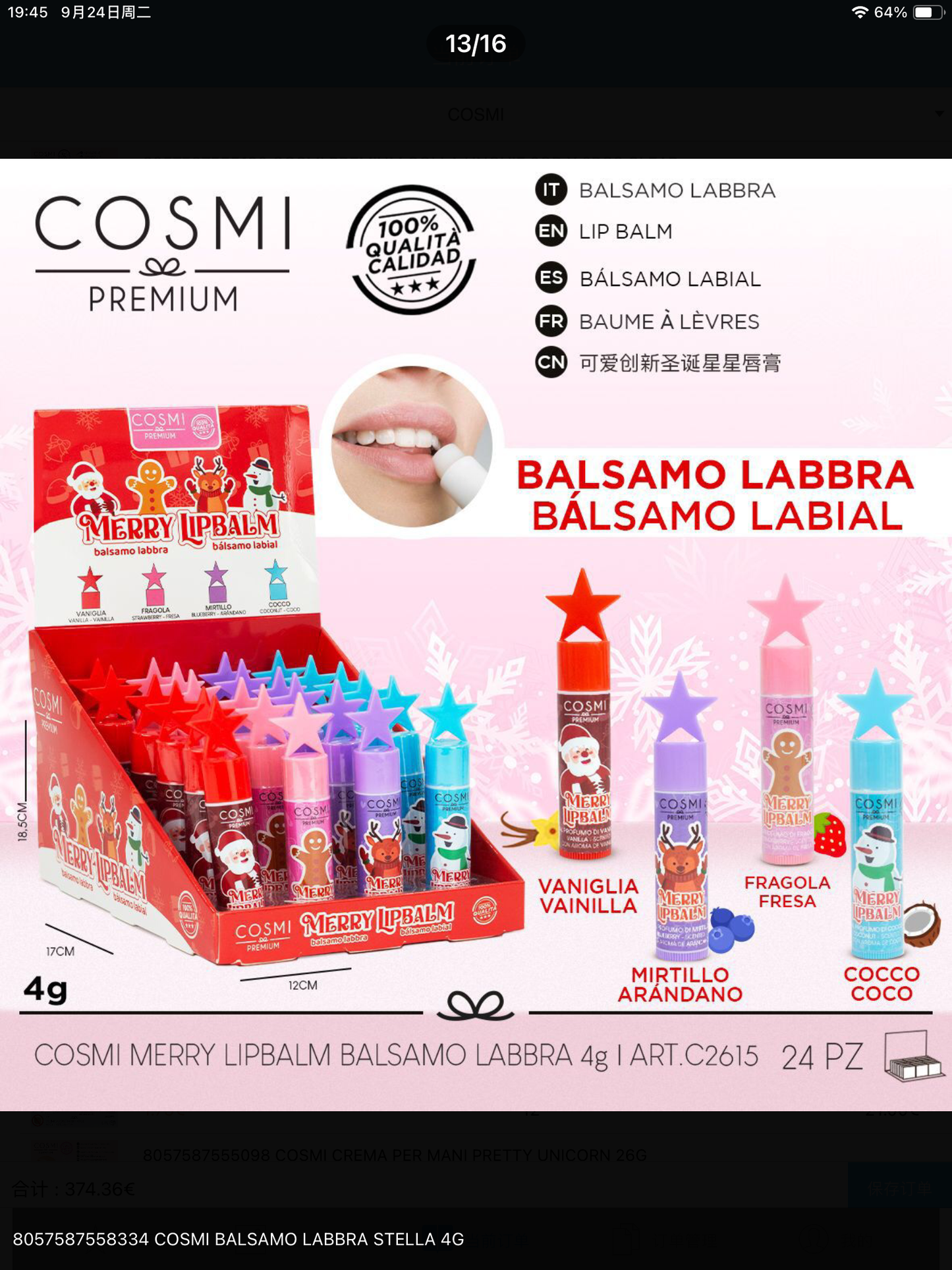 COSMI balsamo labbra 4g