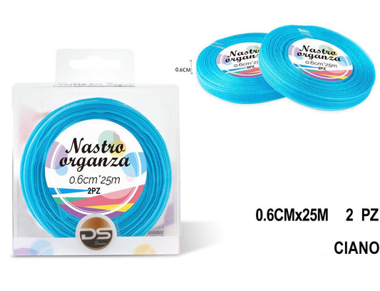 Nastro organza 0.6 cm CIANO