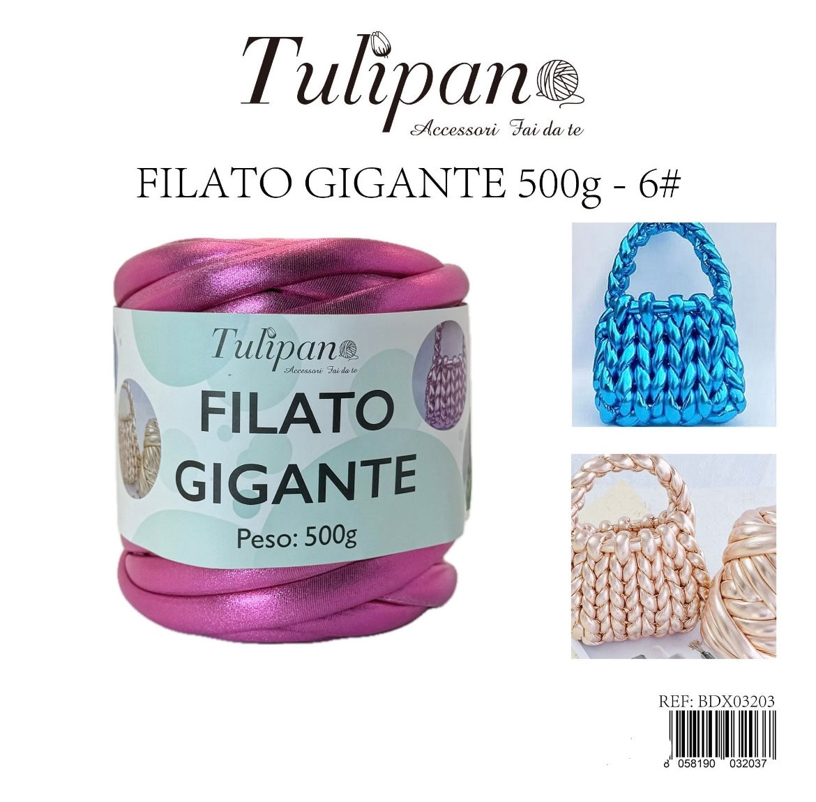 FILATO gigante 500g 6# metallizzato