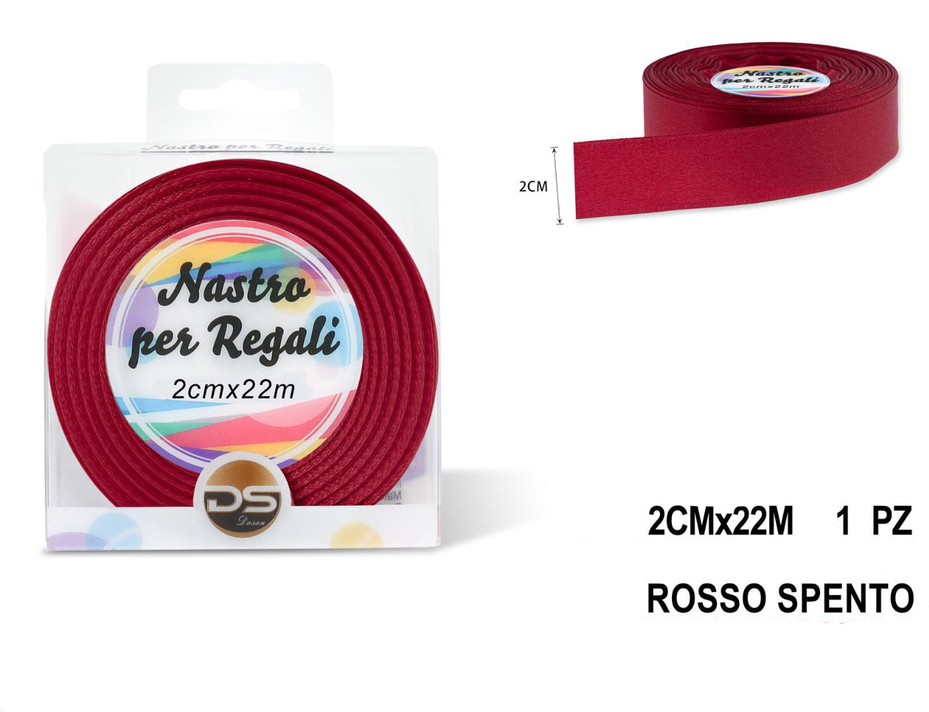 Nastro raso 2 cm ROSSO SPENTO