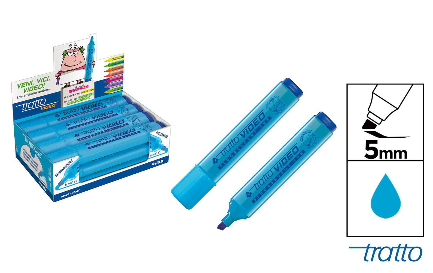 Tratto evidenziatore azzurro