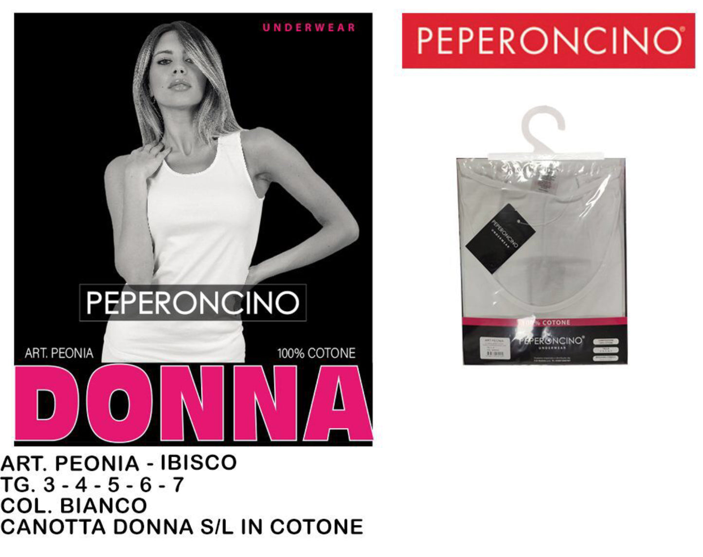 CANOTTA donna cotone spalla larga  bianco
