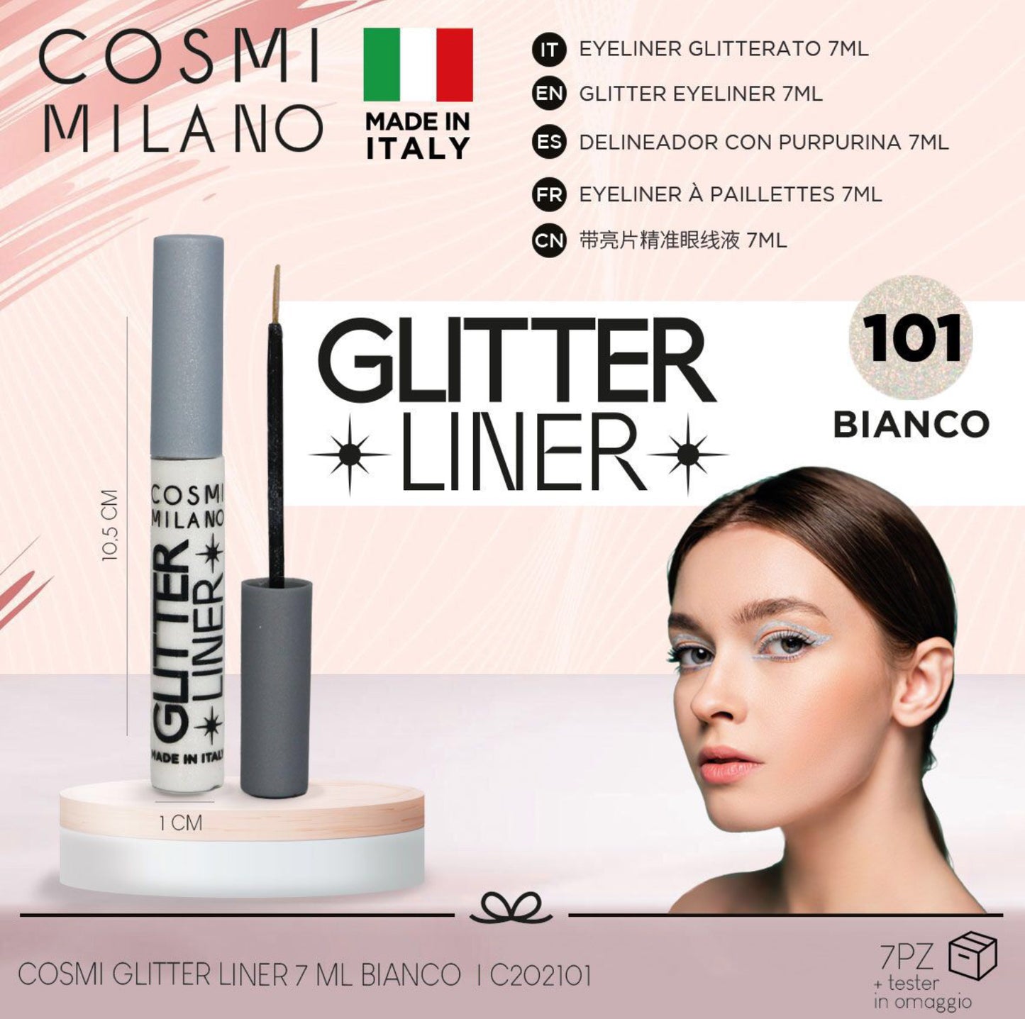 Cosmi eyeliner glitterato bianco 7ml