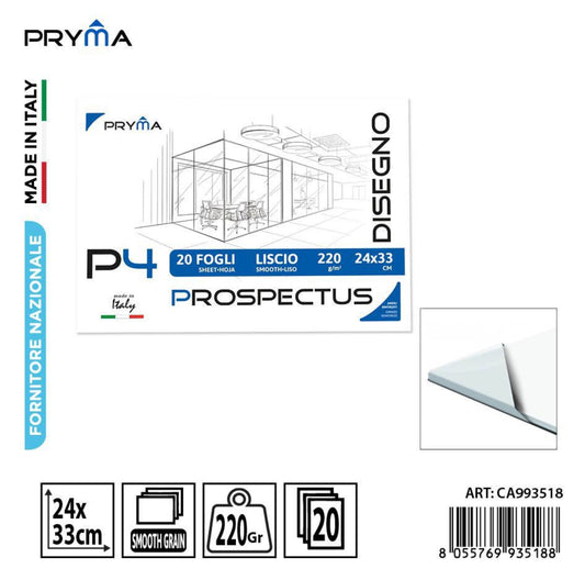 PRYMA blocco disegno P4 24x33cm 220g 20ff liscio
