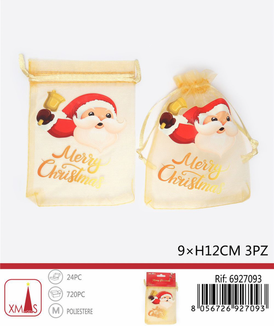 NATALIZIA sacchetto babbo 9x12cm 3pz