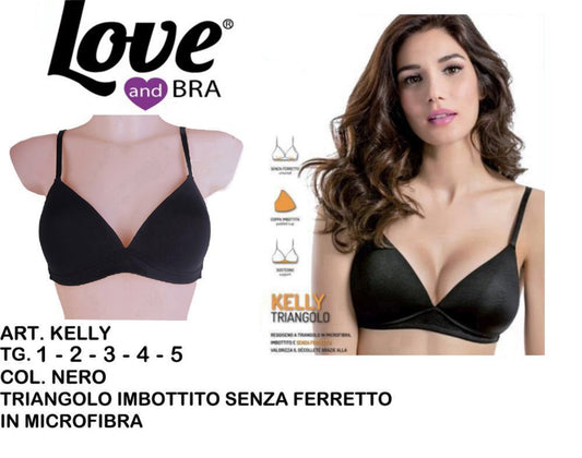 KELLY reggiseno triangolo imbottito senza ferretto in microfibra nero