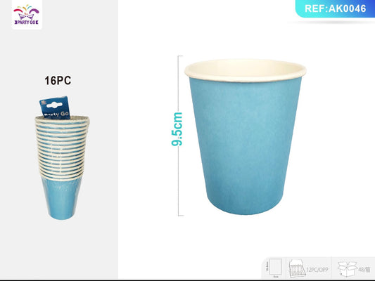 BICCHIERE di carta azzurri 9,5cm 16pz