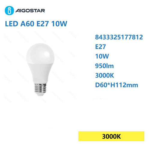 LED A60 E27 10w 3000k