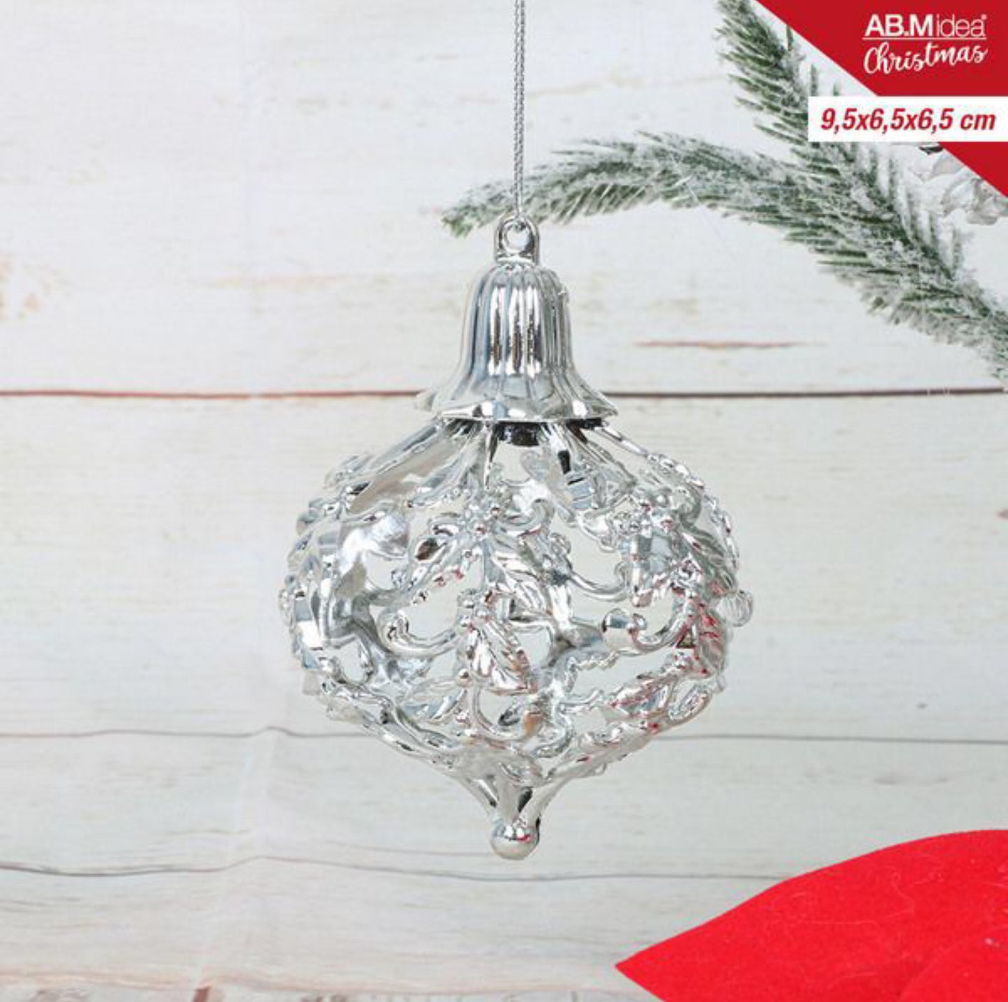 NATALIZIA sfera foglie 9.5x6,5x6.5cm