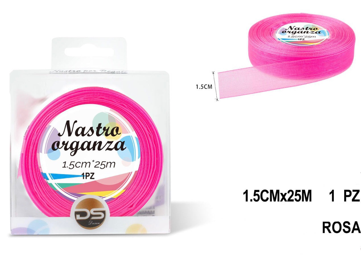 Nastro organza 1.5 cm ROSA CALDO