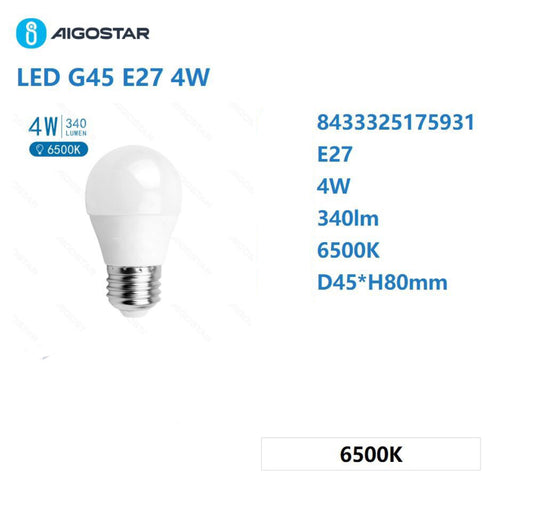 LED G45 E27 4w 6500k