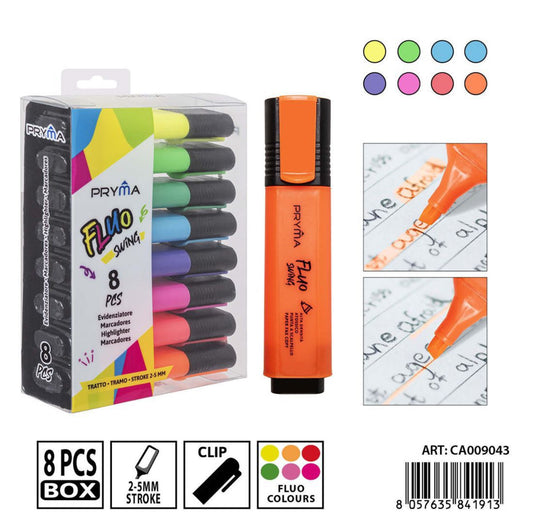 PRYMA evidenziatore 2-5mm 8pz fluo