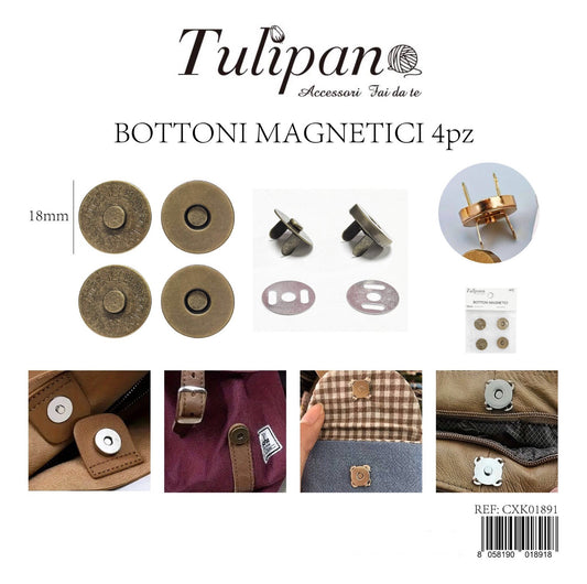 BOTTONI magnetico 18mm  4pz
