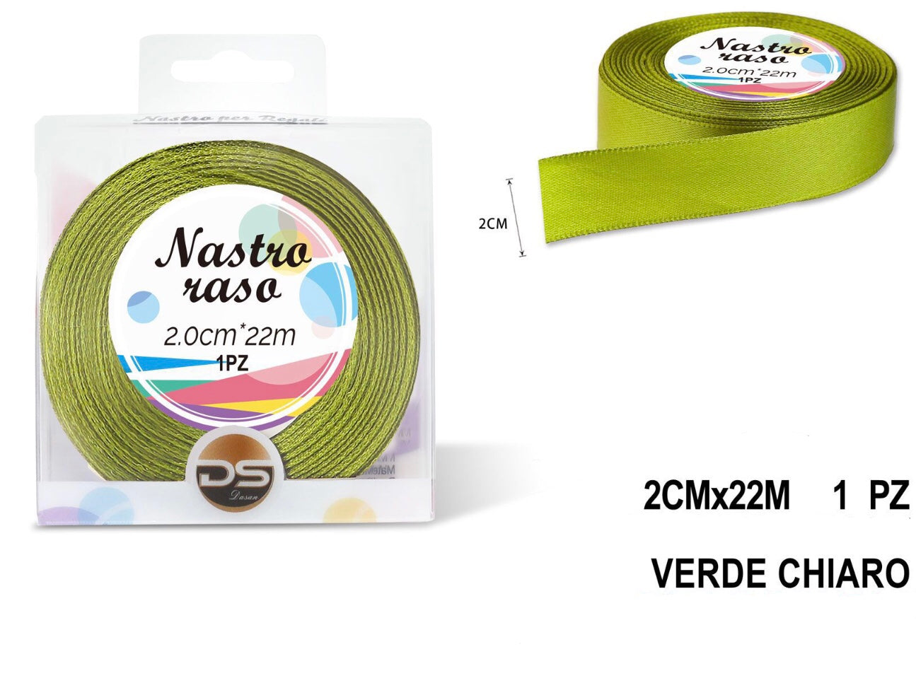 Nastro raso 2 cm VERDE CHIARO