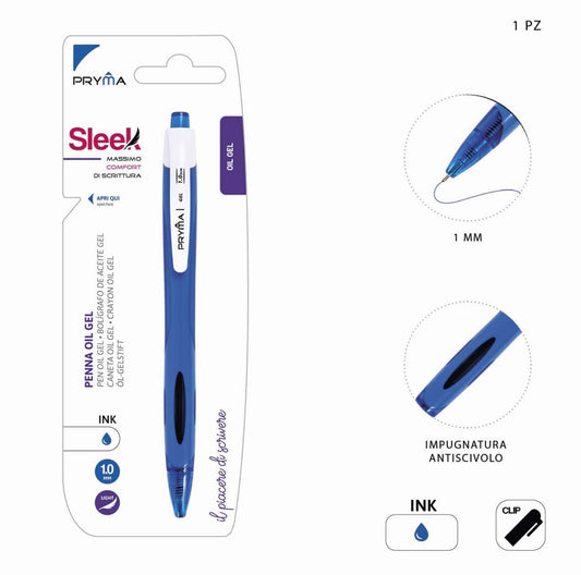 PRYMA Penna gel oil sleek 1.0mm blu