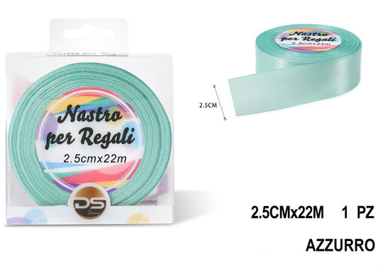 Nastro raso 2.5 cm AZZURRO