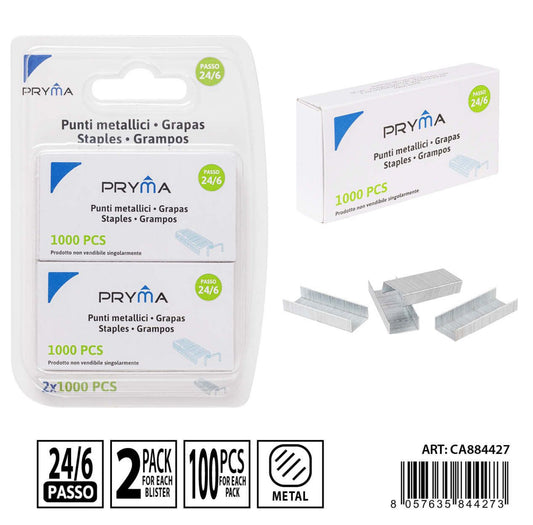PRYMA punti metallici passo 24/6 1000punti 2pz
