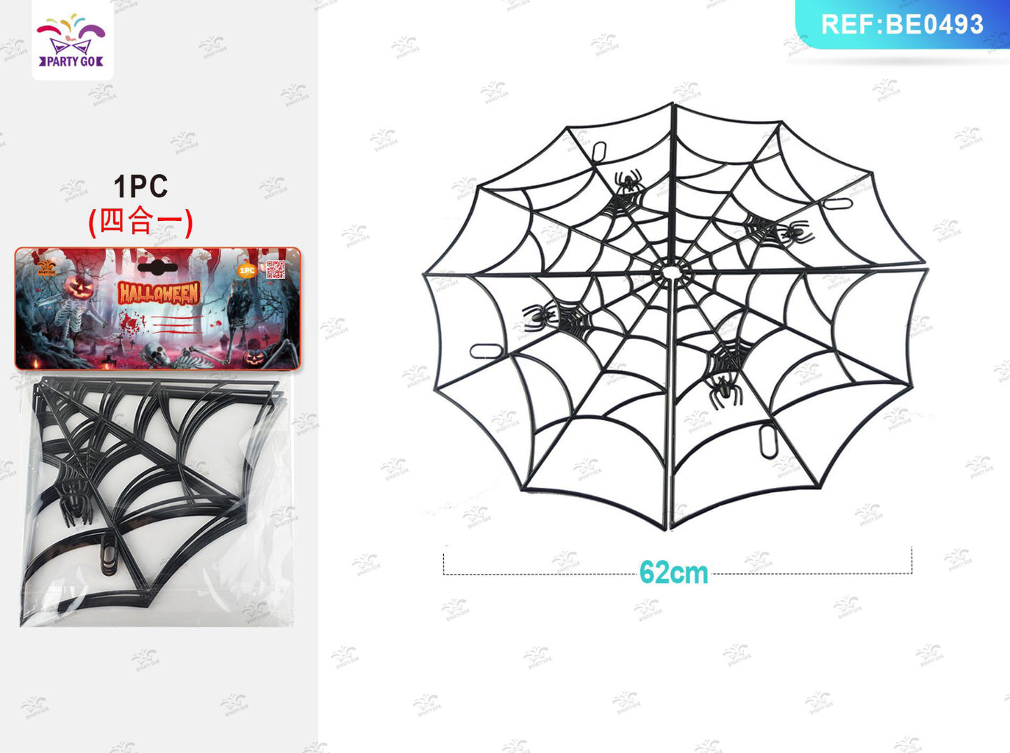 HALLOWEEN ciondolo ragnetela di plastica 4in 1