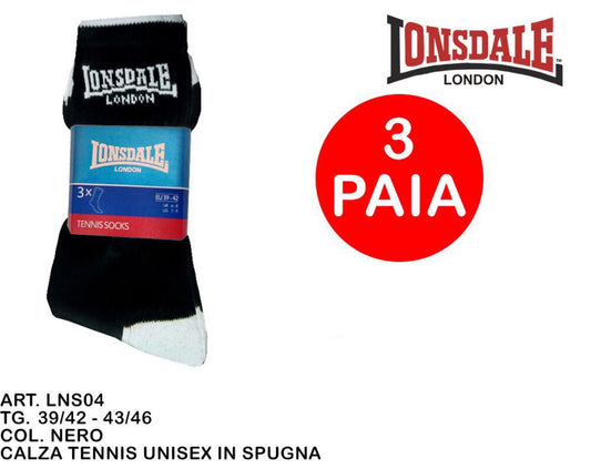 LONSDALE calze tennis nero 3paia