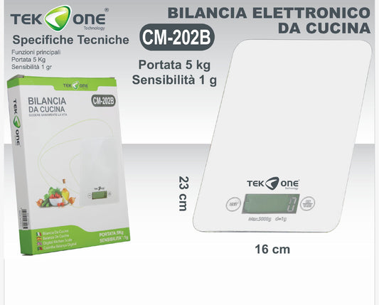 TEK ONE bilancia da cucina digitale in vetro CM-202B