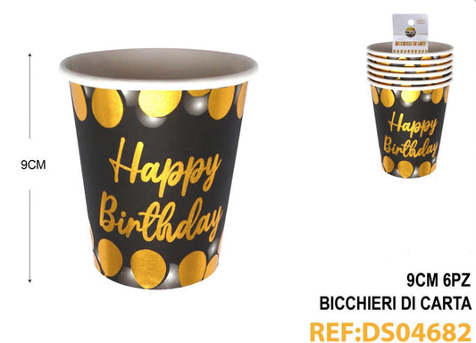 Bicchieri “happy birthday “9cm 6pz