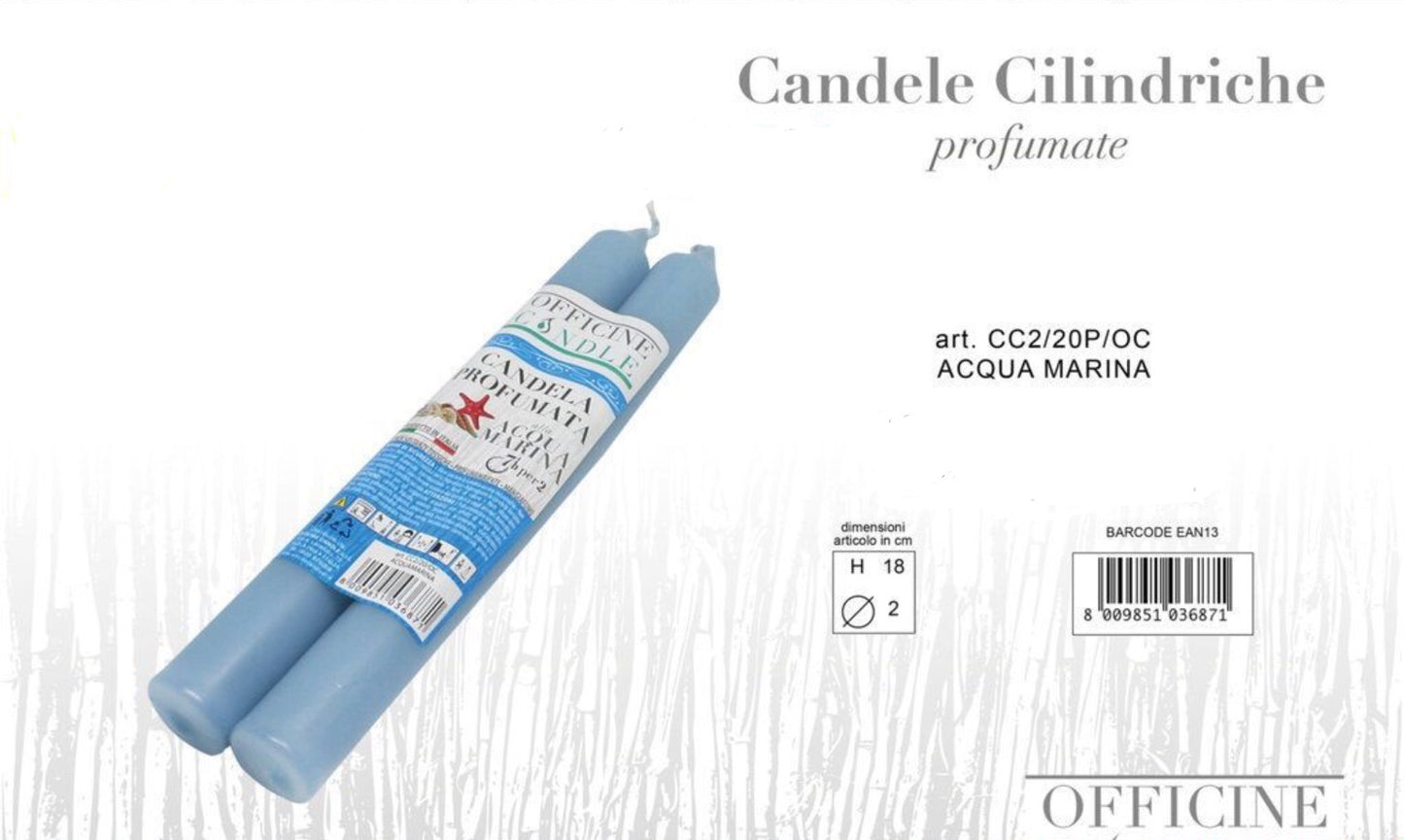 CANDELE CILINDRICHE acqua marina 2pz