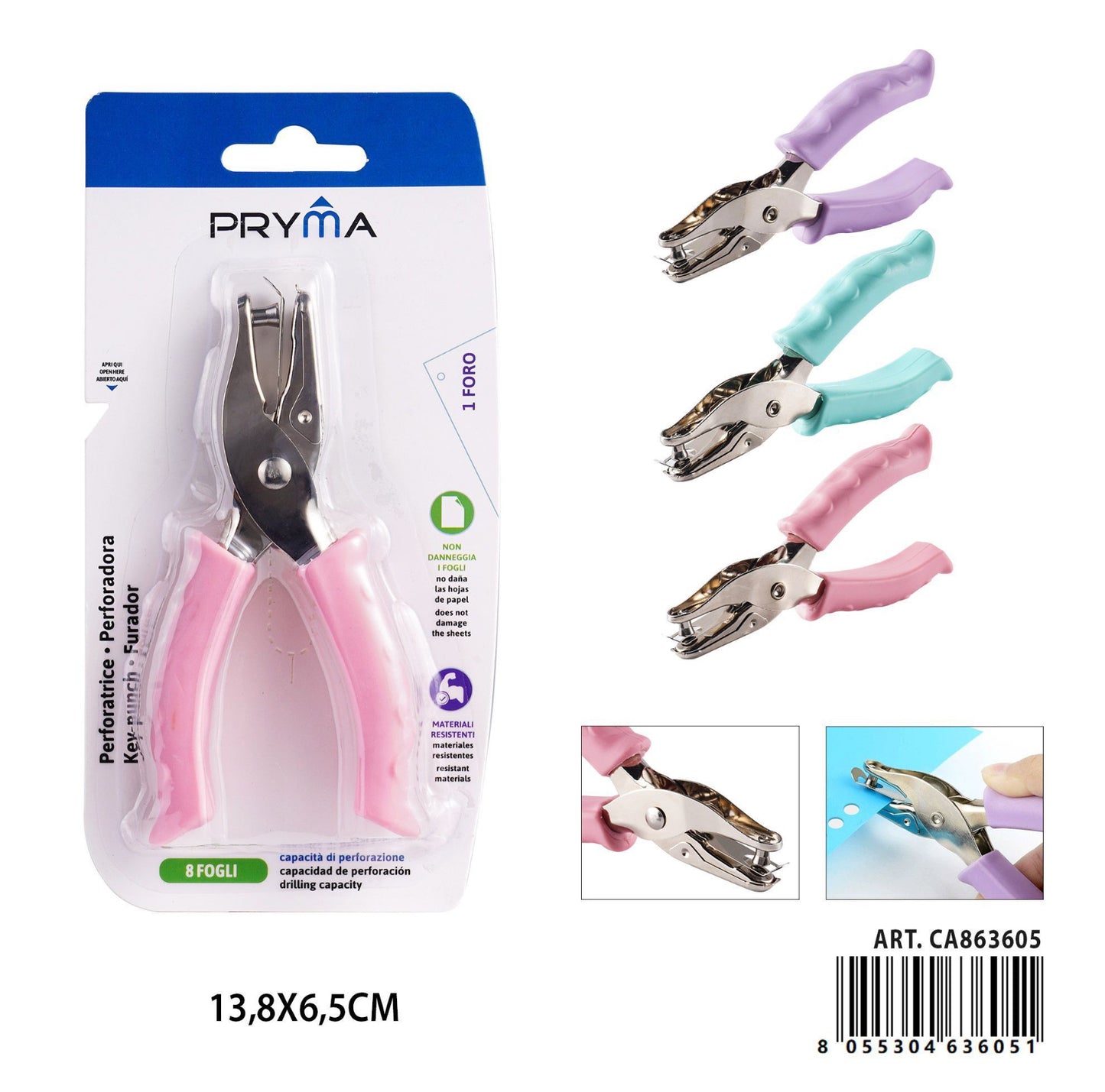 PRYMA ferforatrice 8fogli 1foro 13.8x6.5cm