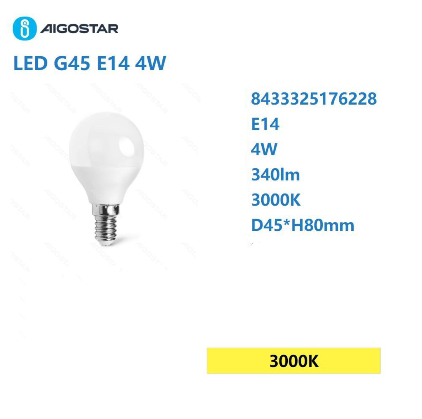 LED G45 E14 4w 3000k