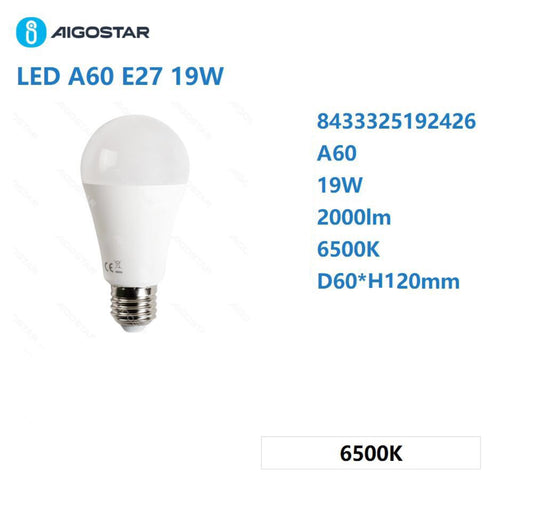 LED A60 E27 19w 6500k