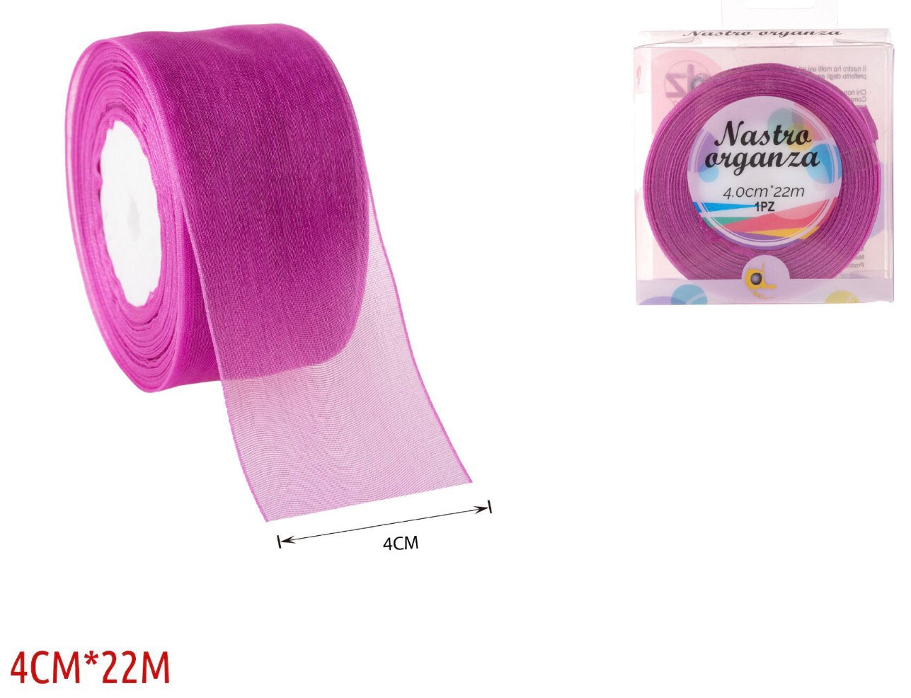 Nastro organza 4 cm FUCSIA