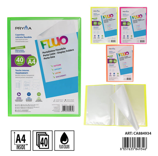 PRYMA porta listino personal A4 40tasche fluo