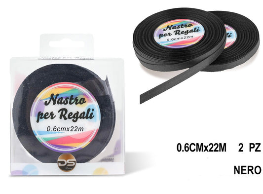 Nastro raso 0.6 cm NERO