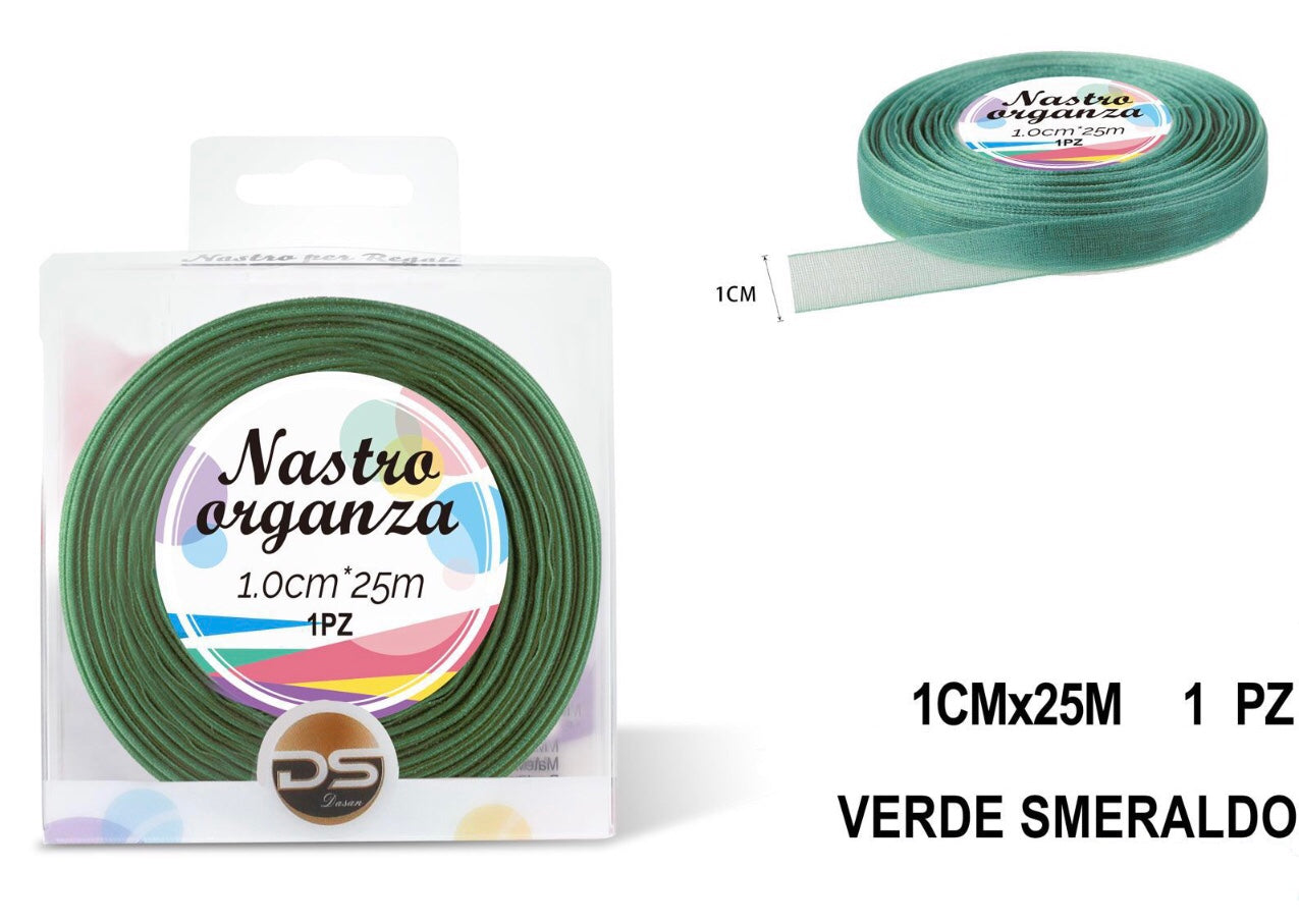 Nastro organza 1 cm VERDE SMERALDO