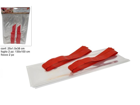 NATALIZIA fogli trasparenti set 2pz 100x130cm 2 fiocchi