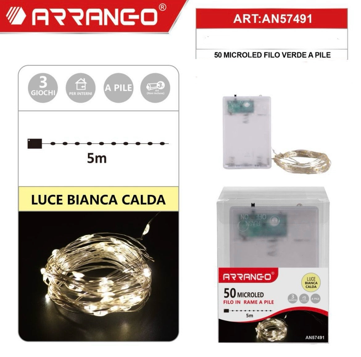 NATALIZIA 50 MICROLED  filo in rame a pile