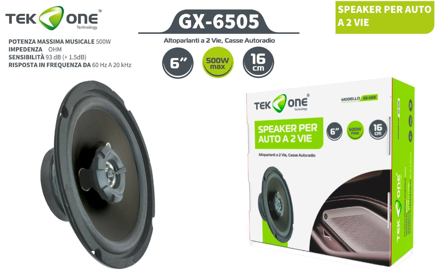 TEK ONE 6” speaker per auto A 2 vie GX-6505