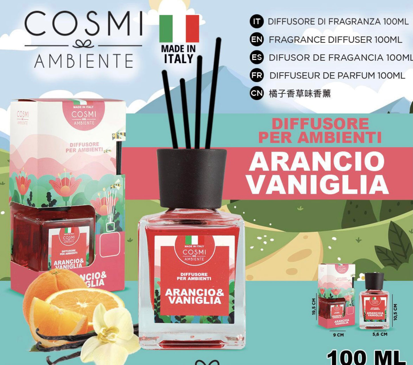 COSMI diffusore ambiente 100ml arancio & vaniglia