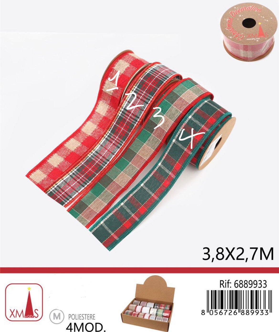 NATALIZIA nastro scozzese 3.8cmx2.7m