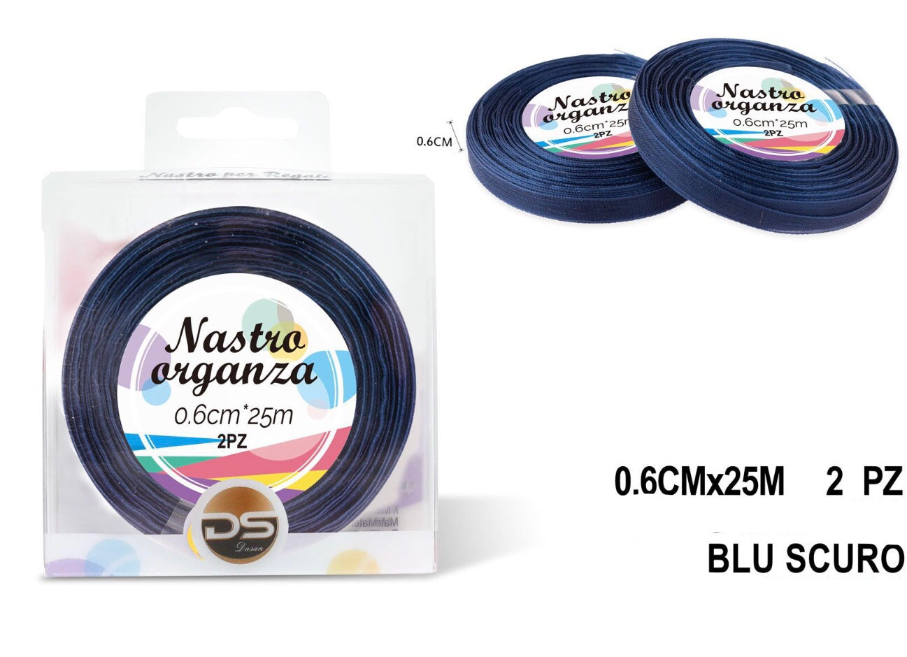 Nastro organza 0.6 cm BLU SCURO