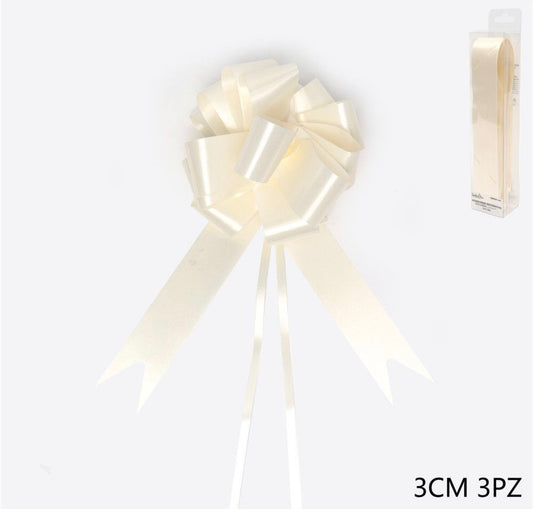 Coccarda beige bianco 3cm 3pz