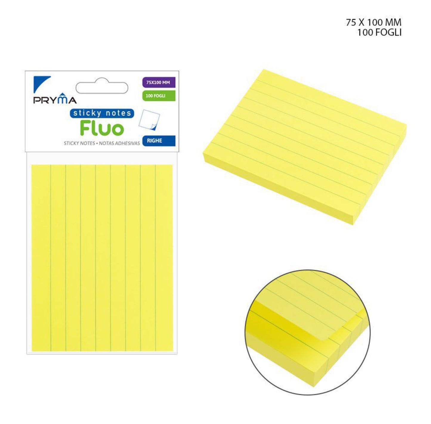 Pryma stick notes fluo 75x100mm