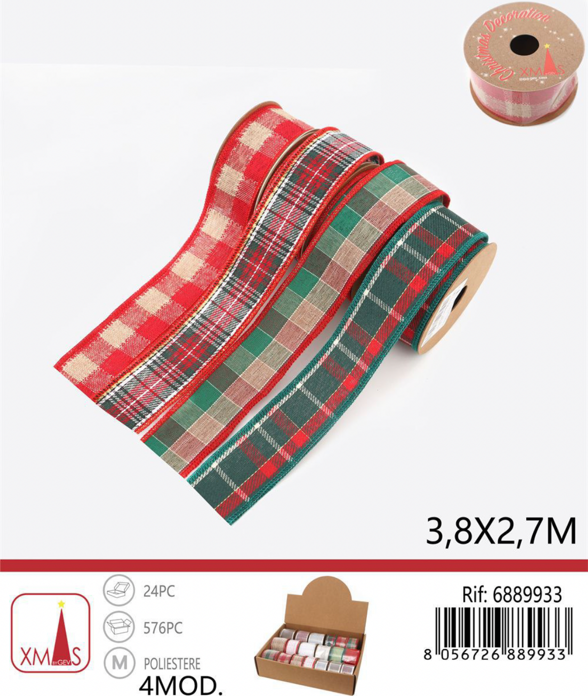 NATALIZIA nastro scozzese 3.8cmx2.7m