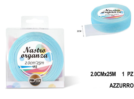 Nastro organza 2 cm AZZURRO