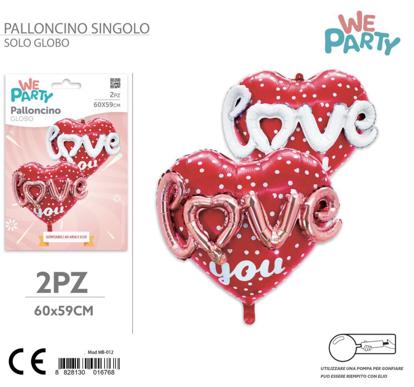 SAN VALENTINO mylar cuore 60cm  2pz