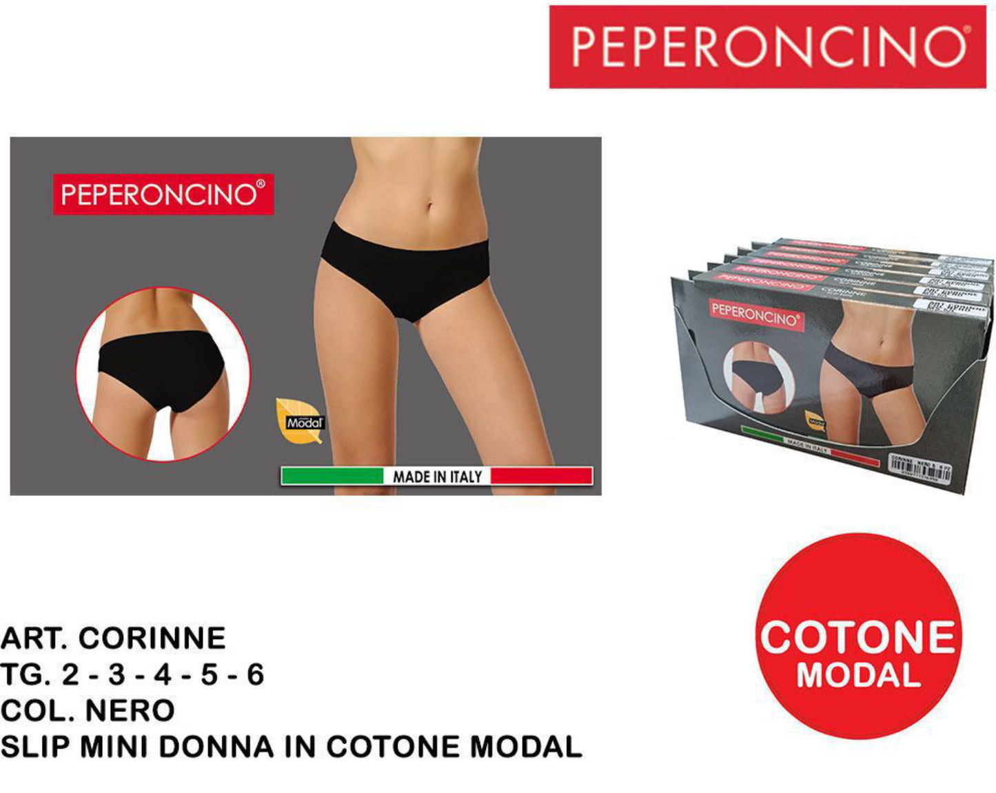 PEPERONCINO slip midi donna in cotone art.corinne