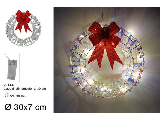 NATALIZIA dietroporta rainbow 30cm 20LED con fiocco